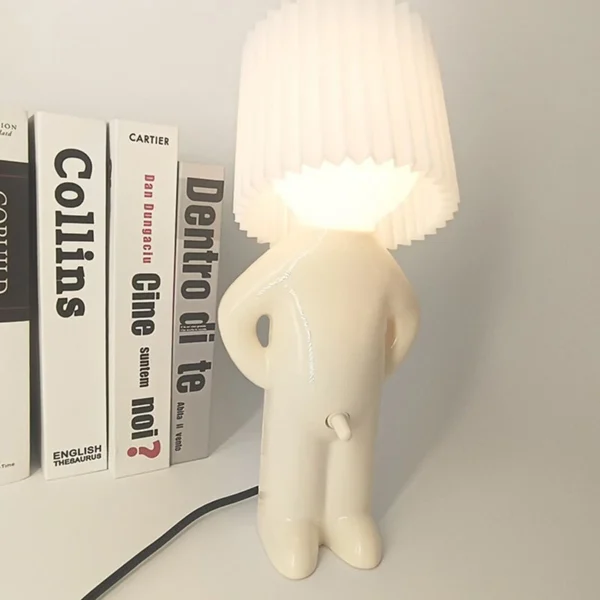 Small Light Creative Tintin Resin LDE Table Lamp Bedside Night Little Naughty Boy Lam Childrens Room Night Gift Home Decoration - White