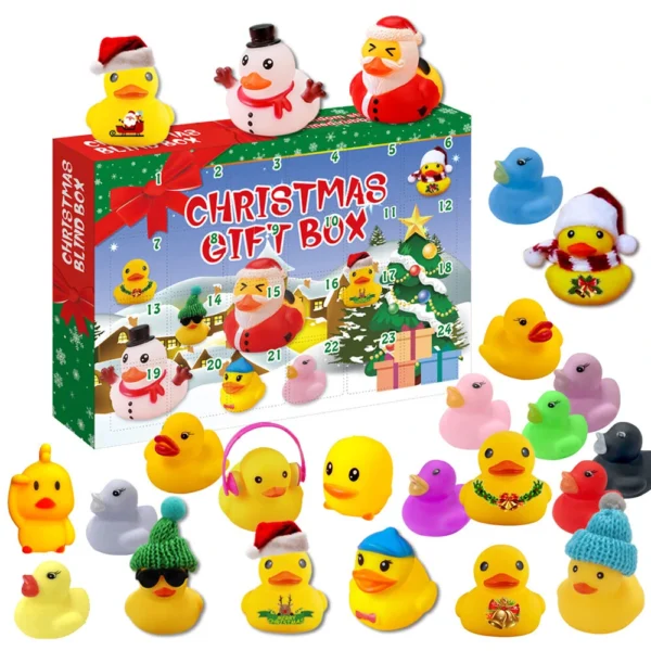 Christmas Advent Calendar Countdown with 24 Rubber Ducks Days Kids Adults Playing Funny Gifts Decoration Toys