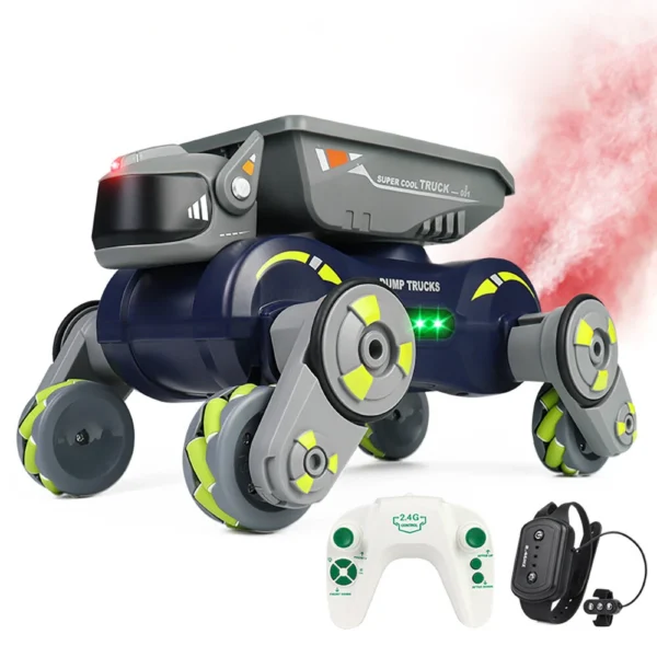 JC013P 2.4G 4WD RC Car Robot Dog Radio Gesture Induction Music Light Stunt Remote Control Car off-Road Control Boys Toys for Children Gifts - Green Single Control - Image 2