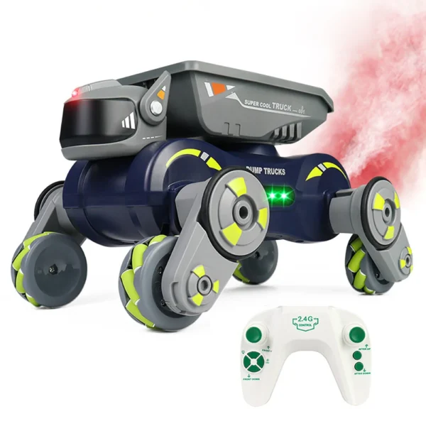 JC013P 2.4G 4WD RC Car Robot Dog Radio Gesture Induction Music Light Stunt Remote Control Car off-Road Control Boys Toys for Children Gifts - Green Single Control