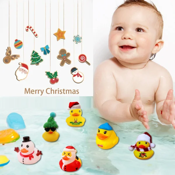 Christmas Advent Calendar Countdown with 24 Rubber Ducks Days Kids Adults Playing Funny Gifts Decoration Toys - Image 2