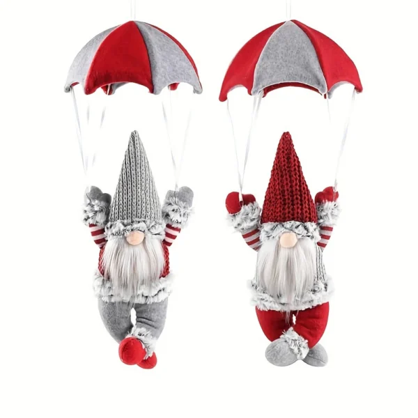 Christmas Scene Decorations Christmas Faceless Parachuting Old Man Parachute Christmas Window Hanging Decoration Gifts - Red - Image 2