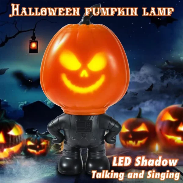 Halloween Pumpkin Projection Lamp Night Light Gift Ornament Pumpkin Statue for Centerpieces Bookshelf Bedroom Office Living Room - Orange - Image 2