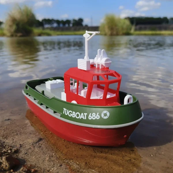 TY XIN 686 2.4G 1/72 Rc Boat Powerful Dual Motor Wireless Electric Remote Control Tugboat Model Toys for Boys Gift - Green