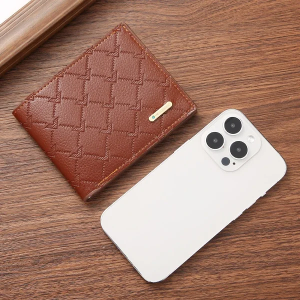 Retro Men's PU Leather Short Wallet Slim Bifold Purse Credit Card Holder Card Case Wallet Gifts For Men Card Holder Purse Men - Black - Image 3