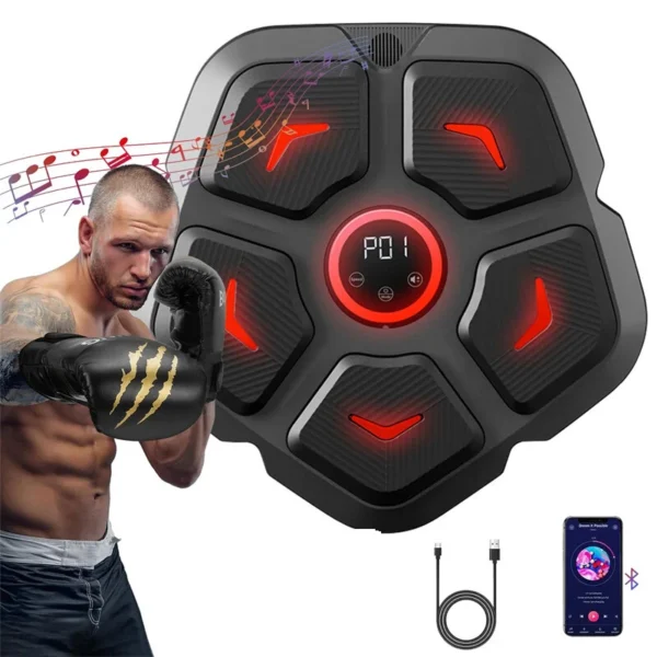 KALOAD Smart Electronic Boxing Machine Rhythm Musical Target RGB Lights Music Boxing Taekwondo Muay Thai Karate Sanda Martial Arts for Fitness Training Christmas Gift - Black - Image 3