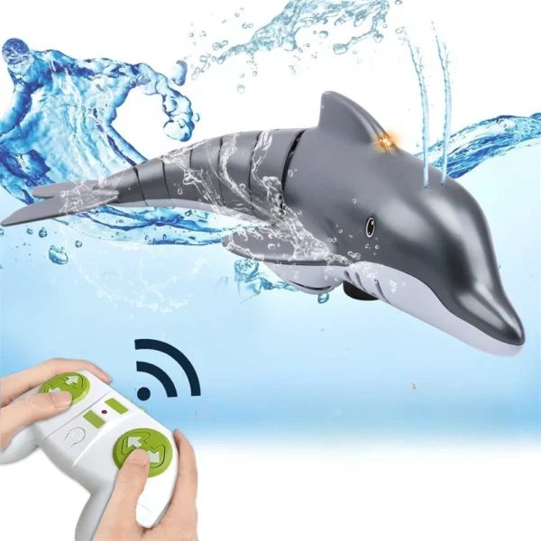 Stunt RC Dolphin 2.4G Whale Spray Water Toys Remote Controlled Boat Ship Submarine Robots Fish Electric Kids Children Gifts Two Battery - Pink