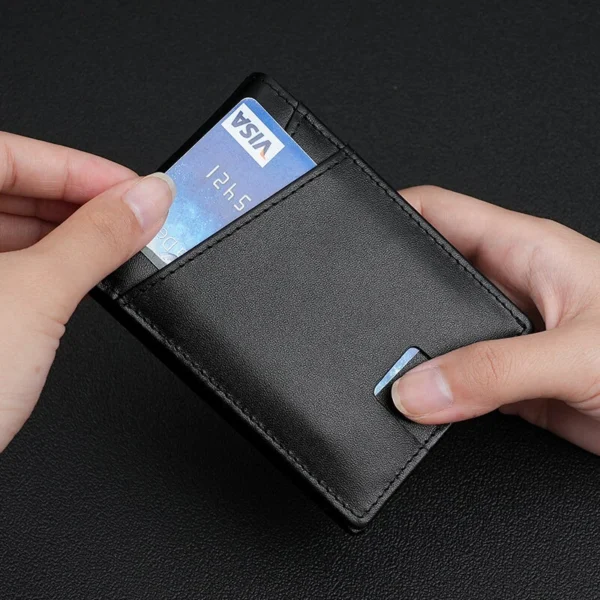 Ekphero Men's Slim Genuine Leather Wallet RFID Blocking Minimalist Credit Card Holder Bifold Folding Wallet, Gifts For Men - Black