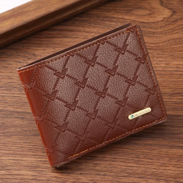 Retro Men's PU Leather Short Wallet Slim Bifold Purse Credit Card Holder Card Case Wallet Gifts For Men Card Holder Purse Men - Black - Image 2